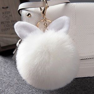 Fluffy Fur Ball Keychain Trinket Bags Purses Keys